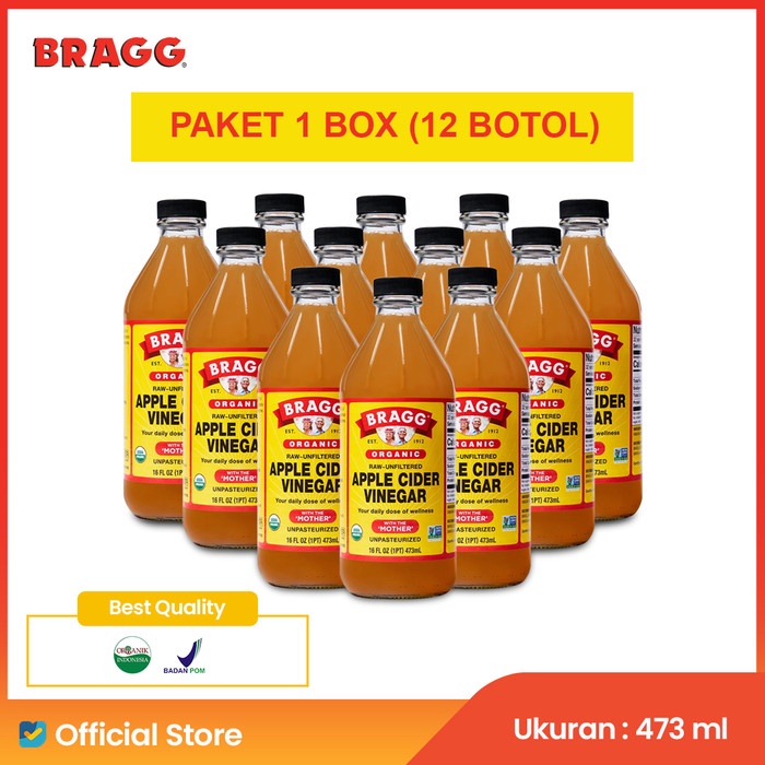

Paket 12 Botol Bragg Organic Raw Unfiltered Apple Cider Vinegar 473 ml