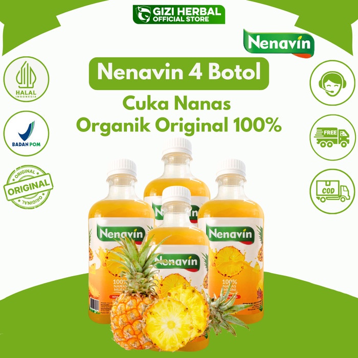 

NENAVIN 4 Botol Cuka Nanas Organik 100% Original