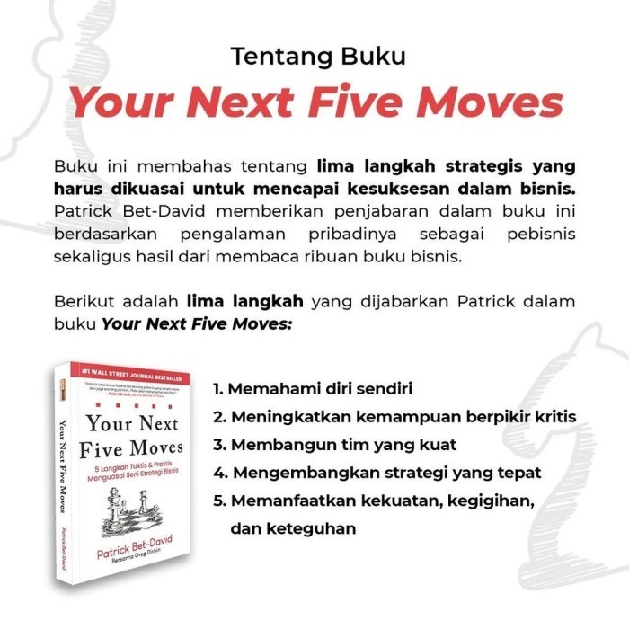 

SALE !!! BUKU YOUR NEXT FIVE MOVES BY PATRICK BET DAVID READYY