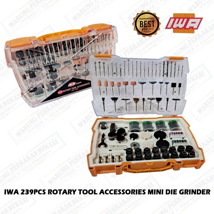 IWA 239pc Rotary Aksessoris Set Lengkap - Mata Tuner Mini Die Grinder Bor Porting Mini 3mm Set 239