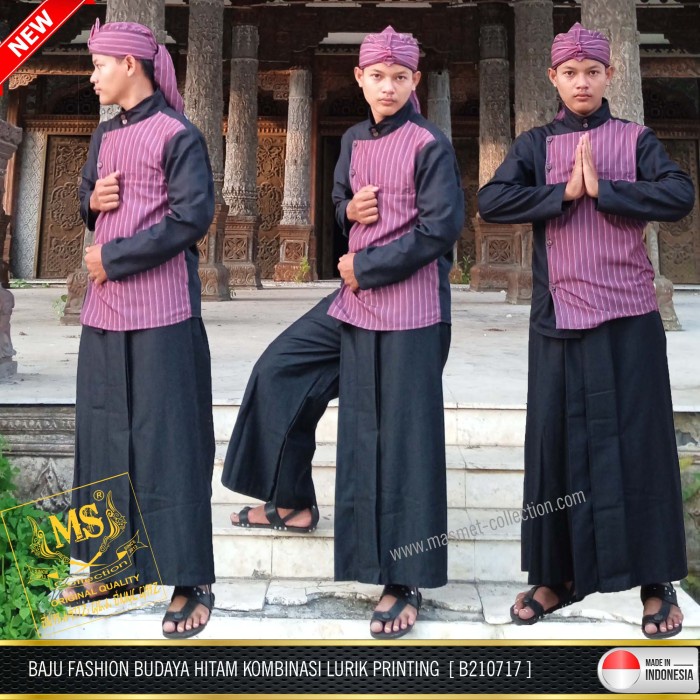 KOMPLIT BAJU FASHION BUDAYA HITAM KOMBINASI LURIK PRINTING Busana adat pria