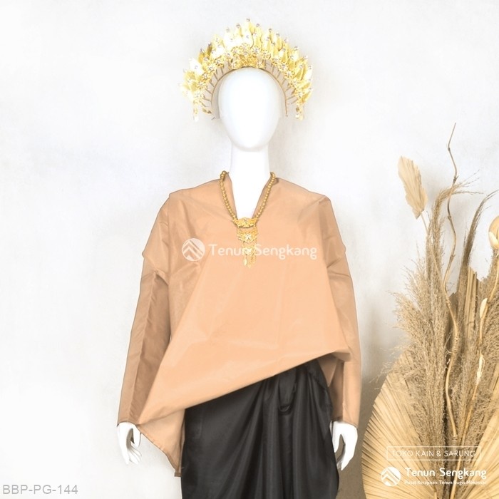 CUCI GUDANG Baju Bodo Adat Bugis Makassar Dewasa Polos Original Tokko Asli Lengan Panjang Cokelat