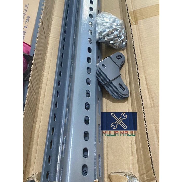 Rak Siku Lubang Tebal 2.1mili 3.8cm BesiSiku Lubang Tebal 2.1mm 3meter