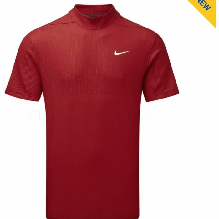 TERBARU Kaos Golf Pria Short Sleeve Mock Neck Golf Top Dri-FIT Tiger Woods ORI
