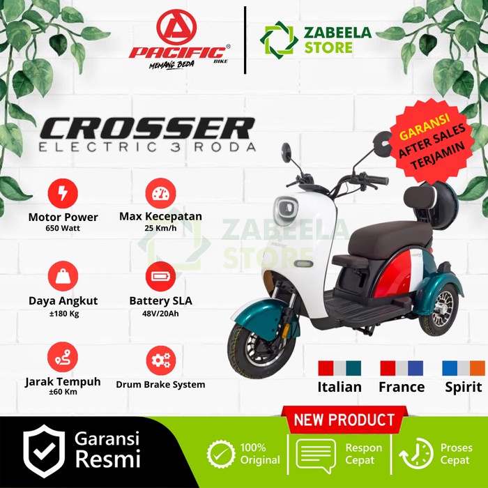 Sepeda Listrik Roda 3 PACIFIC CROSSER 650W Garansi Resmi Pacific Indonesia