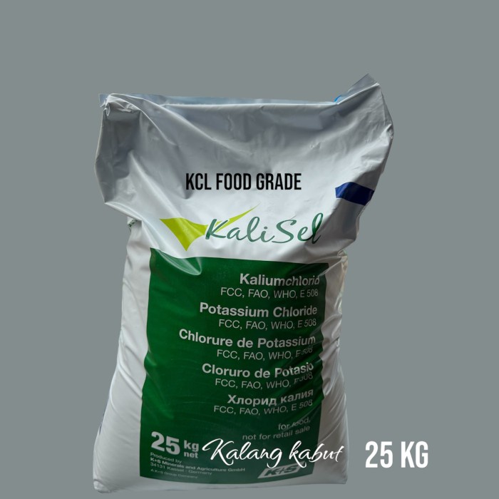 Kalium Klorida - KCL food grade - kalium chloride german - 25 kg