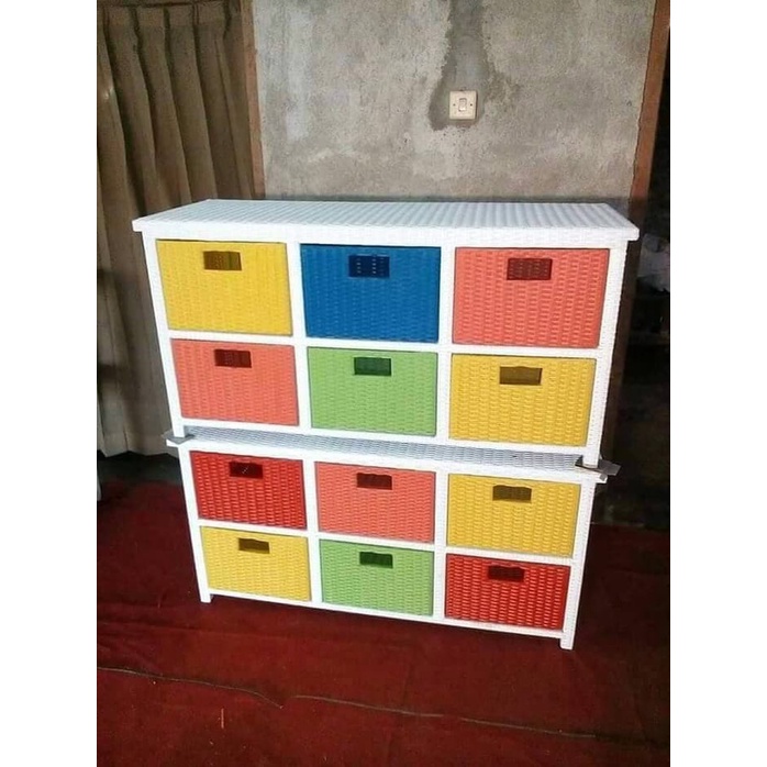 Lemari Rak Laci Rotan Sintetis