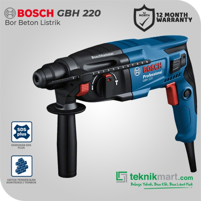 Bosch Rotary Hammer / Bor Beton Listrik 720Watt 2Joule Gbh 220
