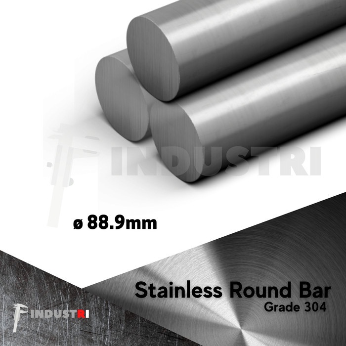 AS SUS 304 diameter 88.9mm ( 3 1/2 inch) AS besi stainless per 1 cm