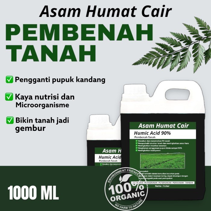 Asam humat cair plus Asam Humat 90% Pupuk Pembenah tanah organik