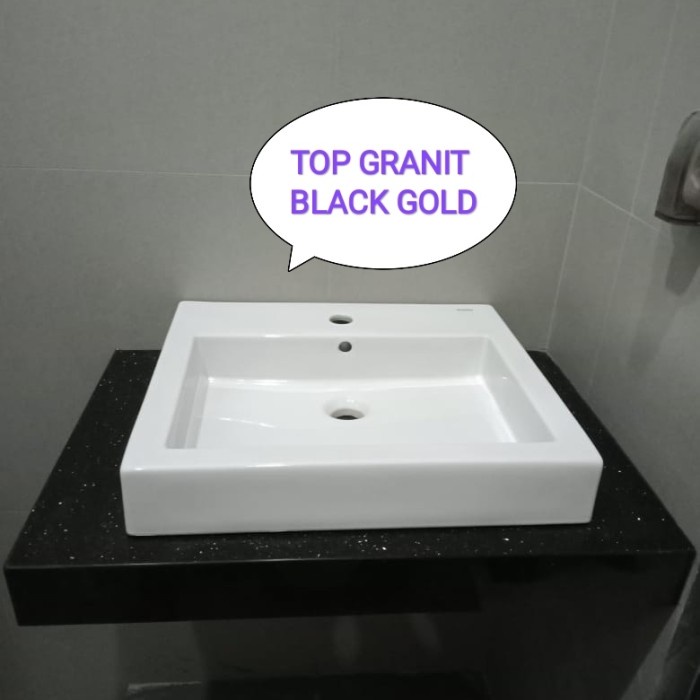 top table wastafel granit black gold