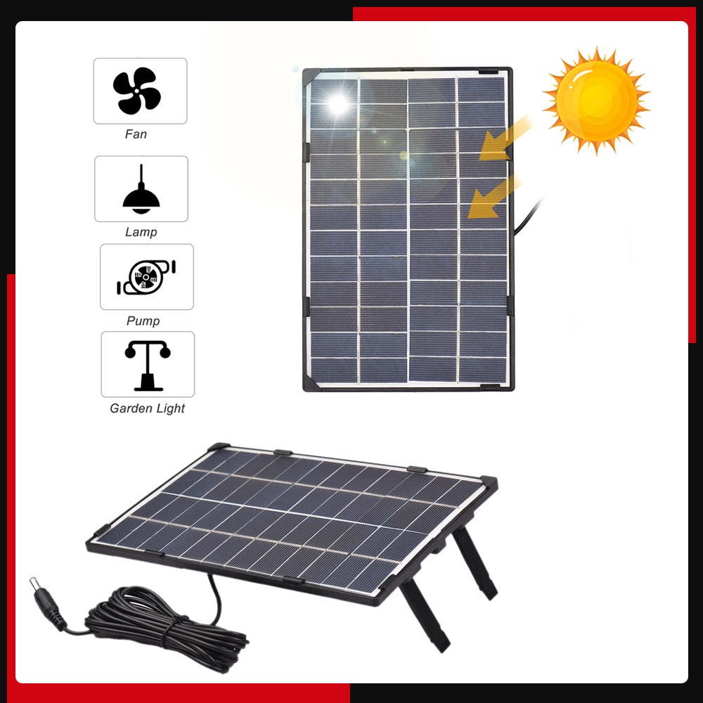 6W 12V Outdoor Solar Panel Waterproof Security Camera Solar Cell with 10ft DC Output DIY for Street 