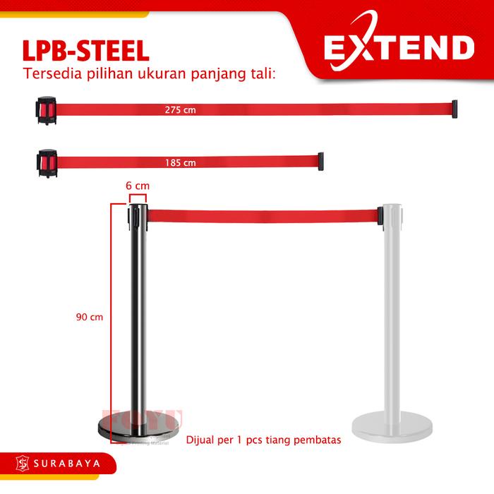 

Tiang Pembatas Antrian Antrean Queue Line Pole Railing Stand 2 3 meter Extend LPB-Steel Kuning