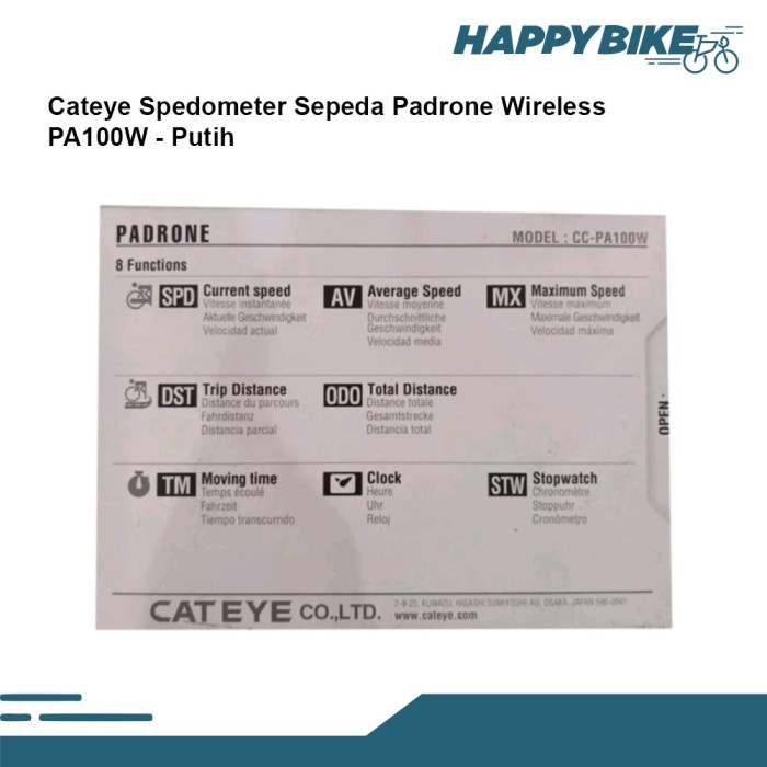 CATEYE Speedometer Sepeda PA100W Padrone Wireless