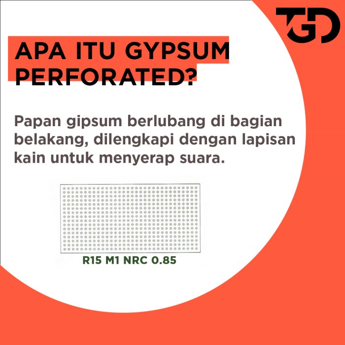 JJyoi- Papan Gipsum Perforated 12mm - Gypsum Acoustic Akustik Redam Suara