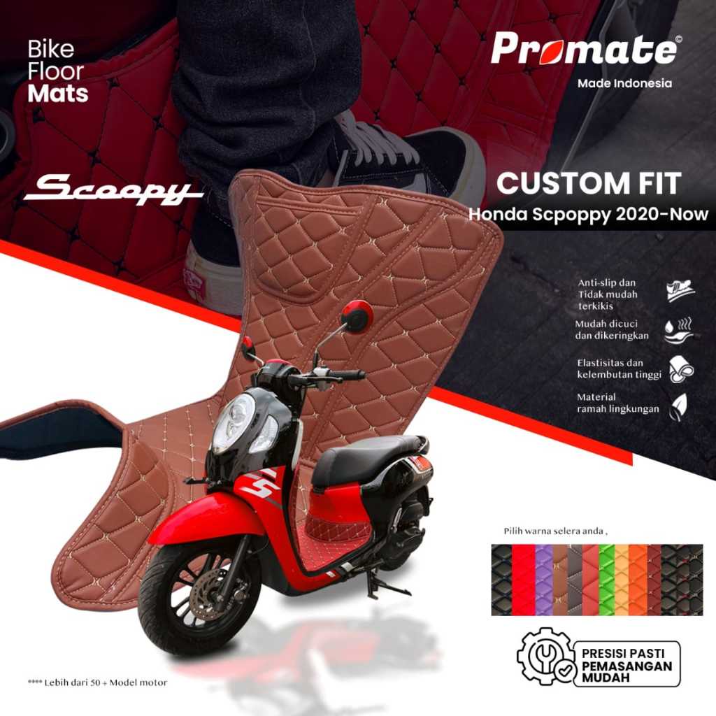 Karpet Kulit Kualitas Premium Scoopy Karpet Motor Scoopy Aksesoris Scoopy 2013-2024