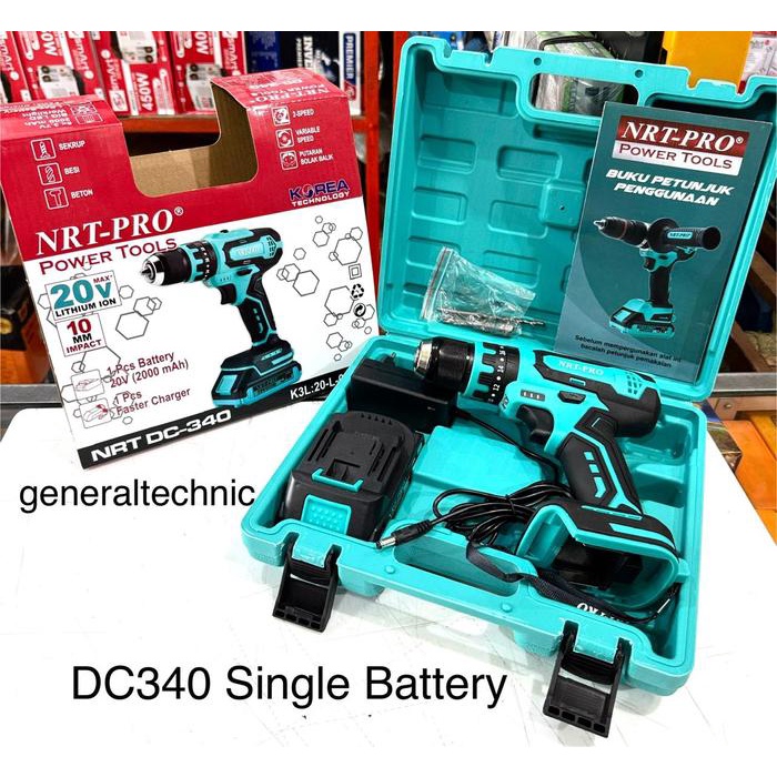 Bor Cas NRT-PRO DC 340 1 Batre Cordless Impact Drill DC340 NRT-Pro New 5 Cell DC340 NRT - Pro New 1