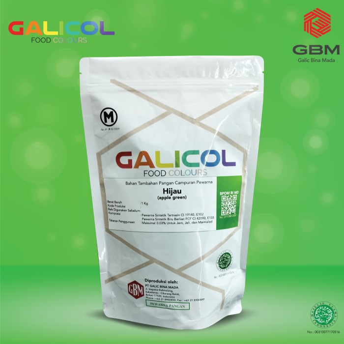 

Pewarna Makanan Hijau Merk Galicol - Packaging 1 Kg