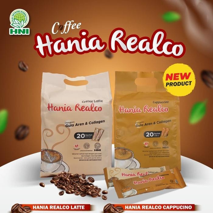

Hania Realco Latte / Cappucino Isi 10 - Minuman Serbuk Kopi Dengan Gula Aren Dan Kolagen - Instan,