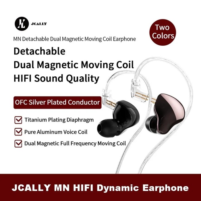 JCALLY MN In-ear HIFI Earphone Dual Magnetic Circuit Moving Coil
