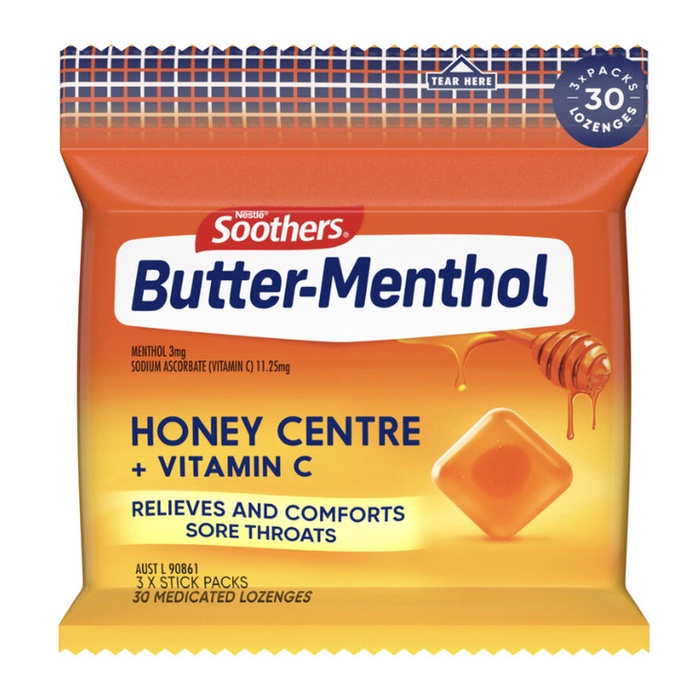 

SALE !!! SOOTHERS BUTTER MENTHOL MULTIPACK 3 X 10 LOZENGES AUSTRALIA READYY