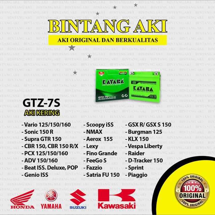 Aki Motor KAYABA PREUM GTZ7S HIJAU ACCU KERING HONDA VARIO 150 VARIO 125 PCX ADV SCOOPY GSX BURGMAN