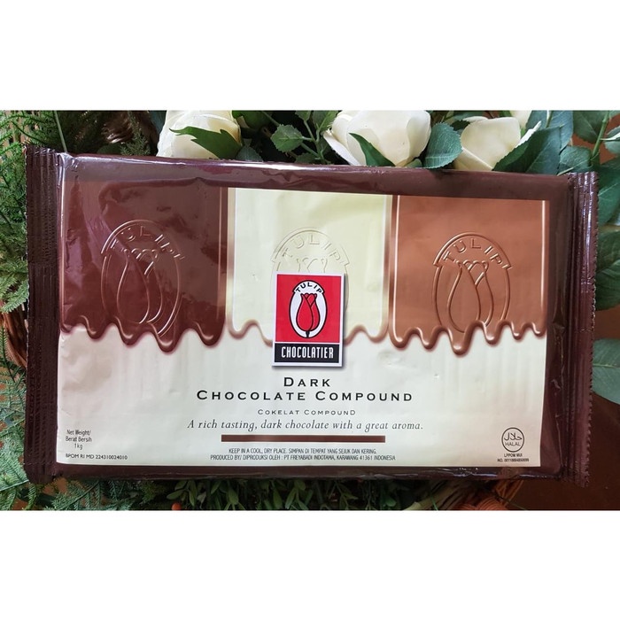 Ready" Tulip Dark Chocolate Compound 1 Kg - Tulip Coklat Compound Dark