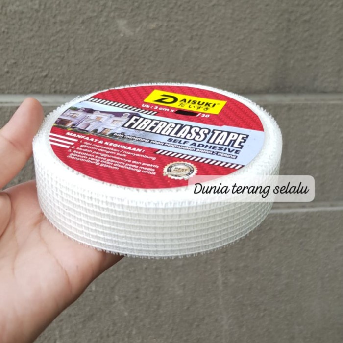 

Isolasi Gipsum DAISUKI 3 cm x 30 m - Fiberglass Tape Self Adhesive - Solasi Gypsum Fiber Tape - Kasa