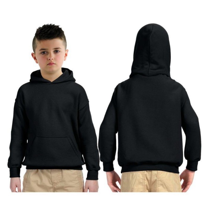 JAKET HOODIE SWEATER ANAK POLOS KEREN - HITAM
