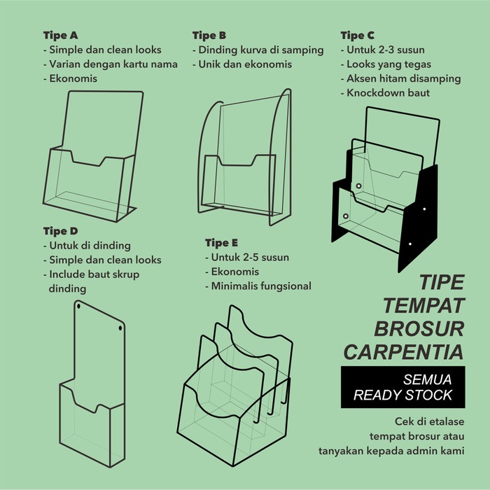 

BARANG TERLARIS Carpentia Tempat Brosur Akrilik 2 Tingkat [1/3 A4 - A6] Tipe E2 - 2 Susun [Acrylic
