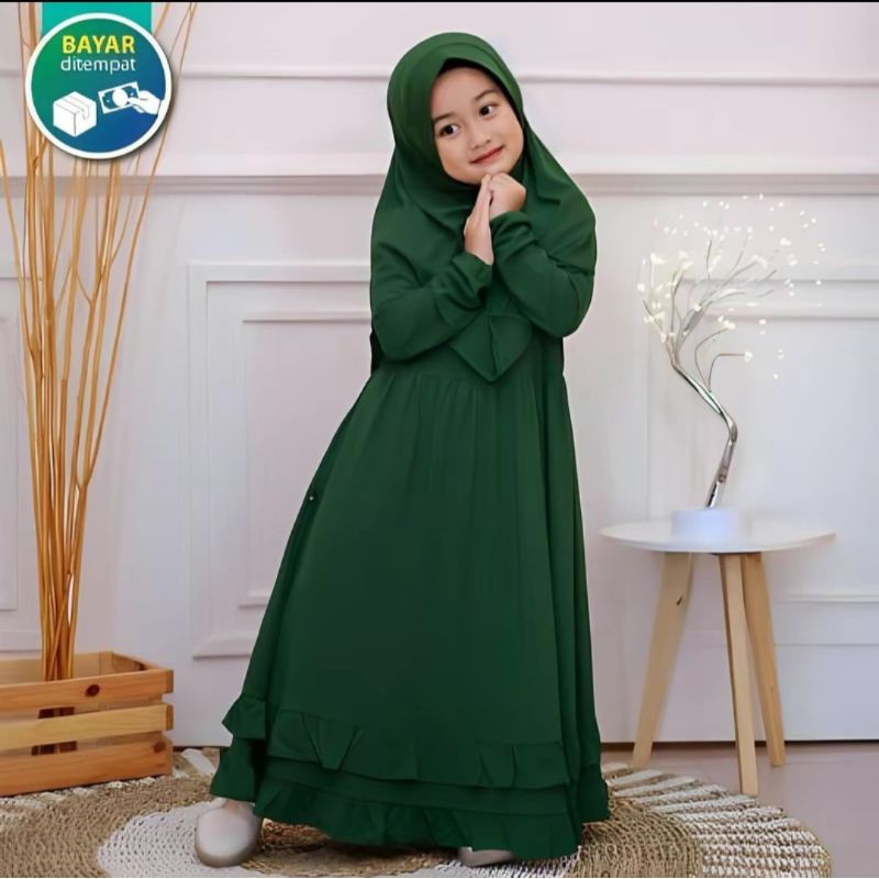 GAMIS + HIJAB ANAK PEREMPUAN SYAR'I 3-12 TAHUN