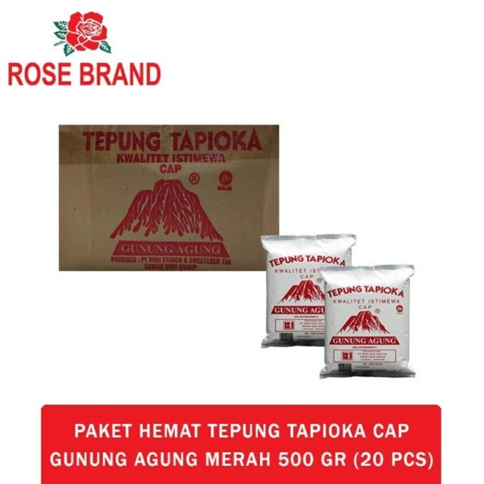 

SALE !!! TEPUNG TAPIOKA GUNUNG AGUNG BY ROSE BRAND DUS ISI 20 X 500GR EKSPEDISI READYY