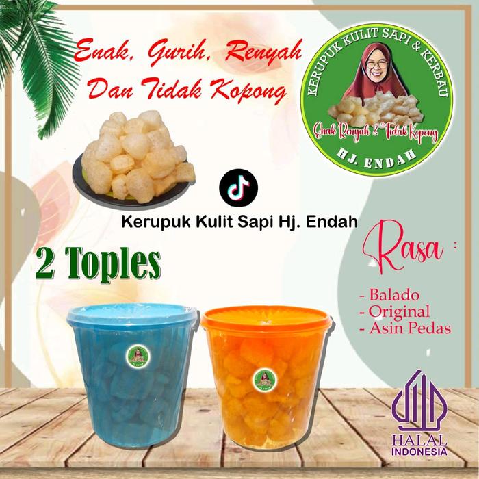 

kerupuk kulit 4 ltr 2 toples hj endah, snack cemilan gurih renyah