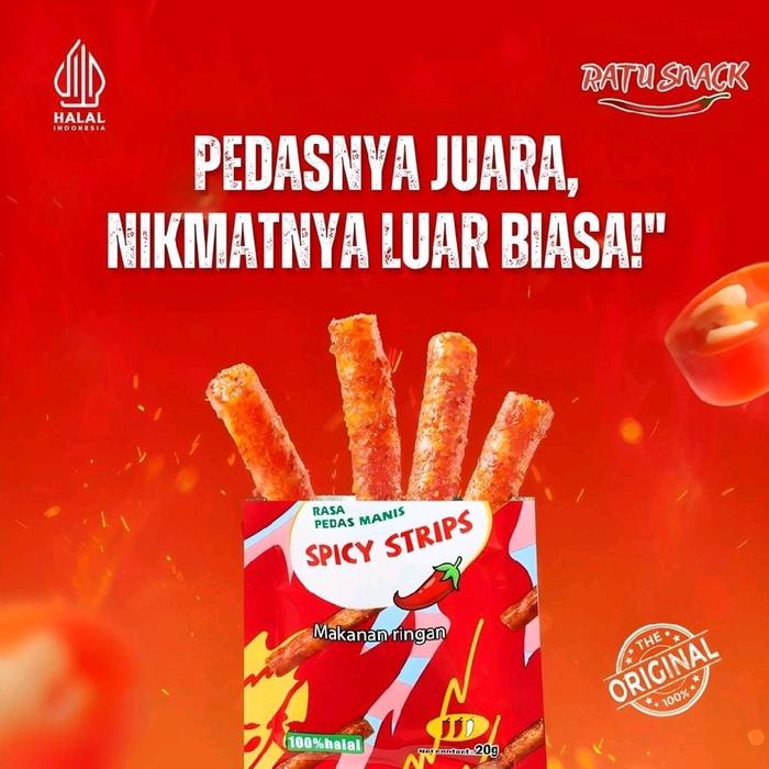 

SALE !!! CAMILAN SPICY STRIPS RATU PEDAS 1 PAK ISI 20 PCS READYY