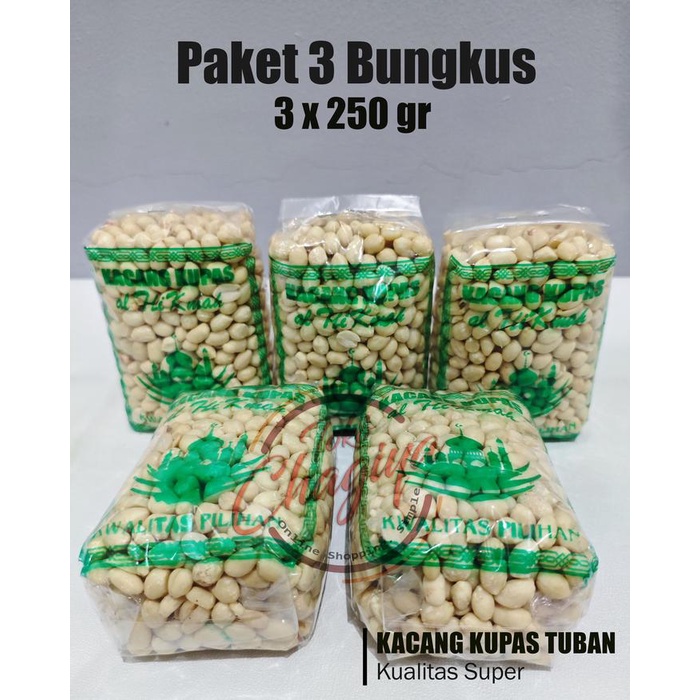 

3 Bungkus Kacang Kupas Asli Tuban 250 gram - Snack Makanan - Food