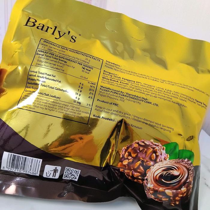 

Barly's Peanut Chocolate Ball 195 gram kelezatan bola coklat dan kacang.