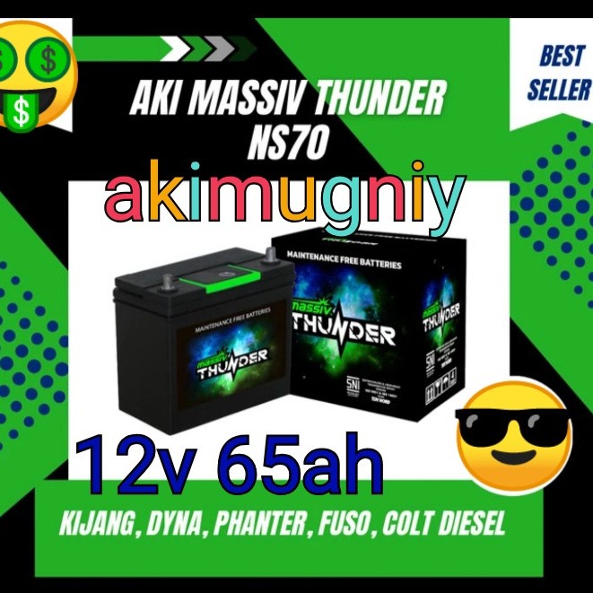 Aki Massiv Thunder Ns70 65D26R 12V 65Ah Aki Kering Ns Gs Yuasa Sail