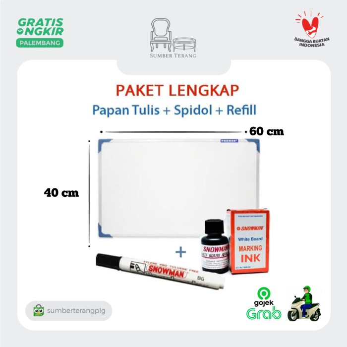 

Best Seller Whiteboard Gantung Papan Tulis 40X60 + Spidol Whiteboard + Penghapus