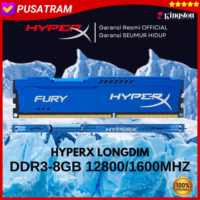 RAM KINGSTON HYPERX FURY GAMING DDR3 8GB 1600MHz 12800 RAM PC DDR3 8GB