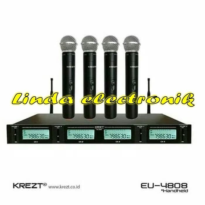 Mic Wireless Krezt EU 4808 Original 4 Mic Pegang krezt eu4808