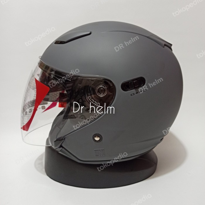 HELM KYT DJ MARU MAXI SOLID GORILA GREY DOFF DOUBLE VISOR