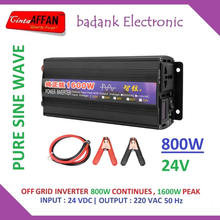 TERMURAH OFF GRID INVERTER PURE SINE WAVE PSW 1600W (800W CONTINUES) 24V 50HZ