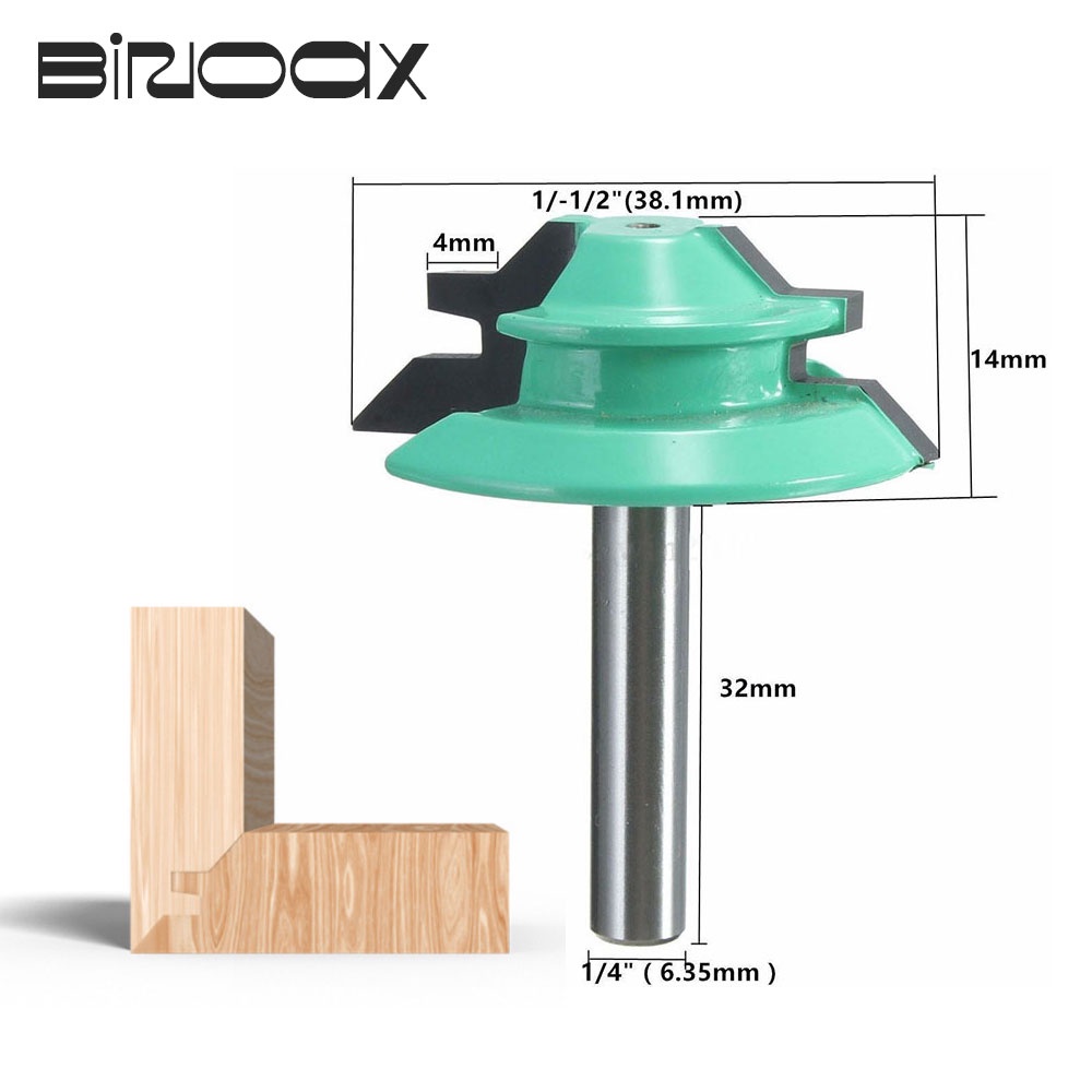 1/4" Shank 45 Degree Lock Miter Router Bit Tenon Milling Cutter Woodworking Tool For Wood Tools