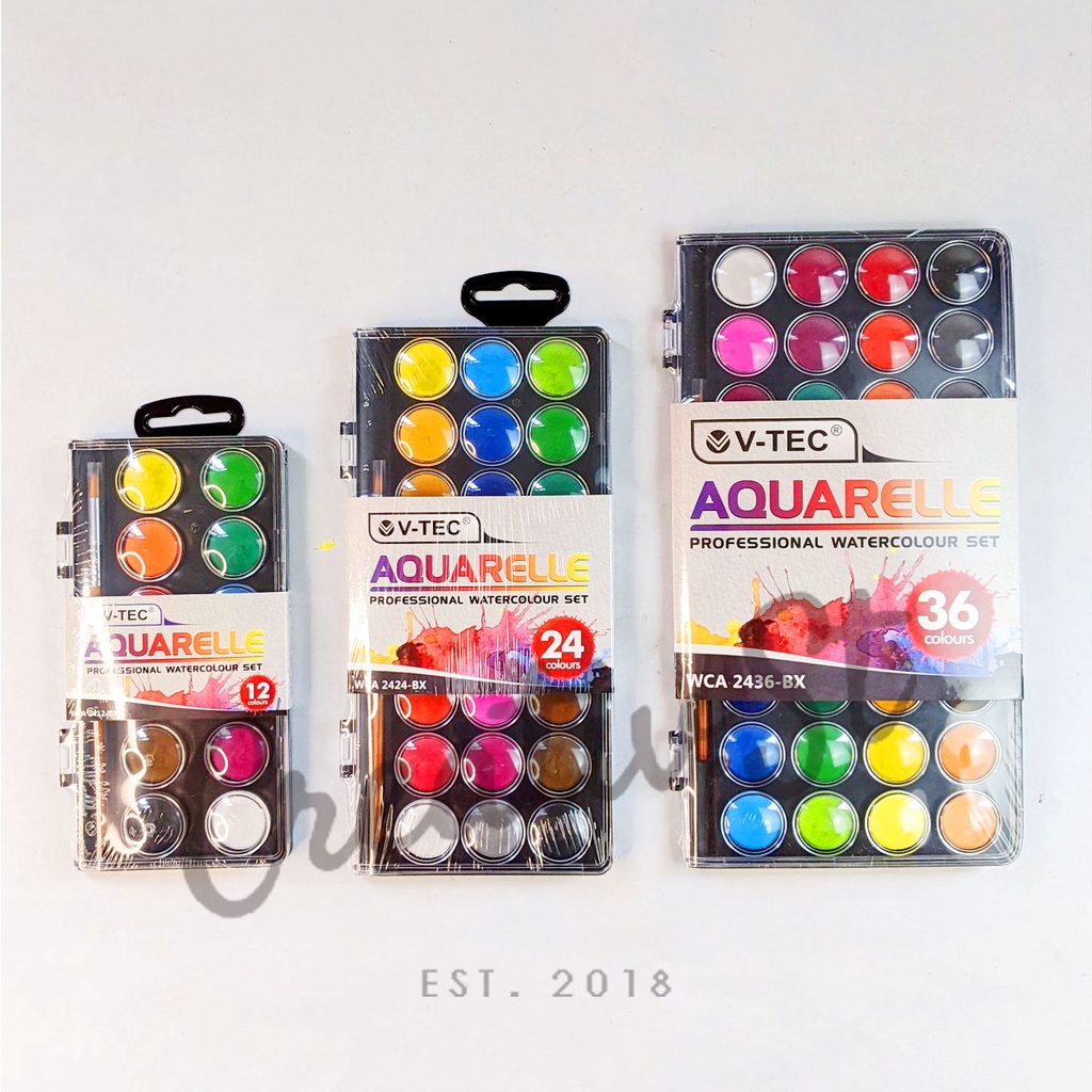 

Gratis Ongkir V-Tec Acquerelli 12 24 36 Warna Cat Air 23 Mm Set Padat Watercolor Solid Water Color