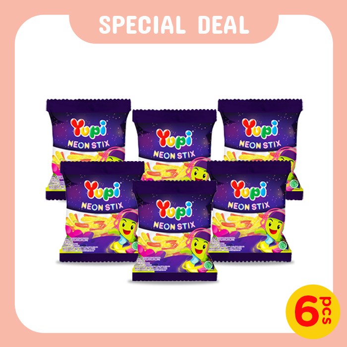 

Six Pack Yupi Neon Stix 45 Gr