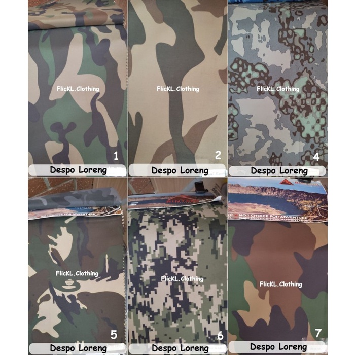 BAHAN KAIN DESPO LORENG CAMO PARASIT PARASUT WATERPROOF ANTI AIR JAKET