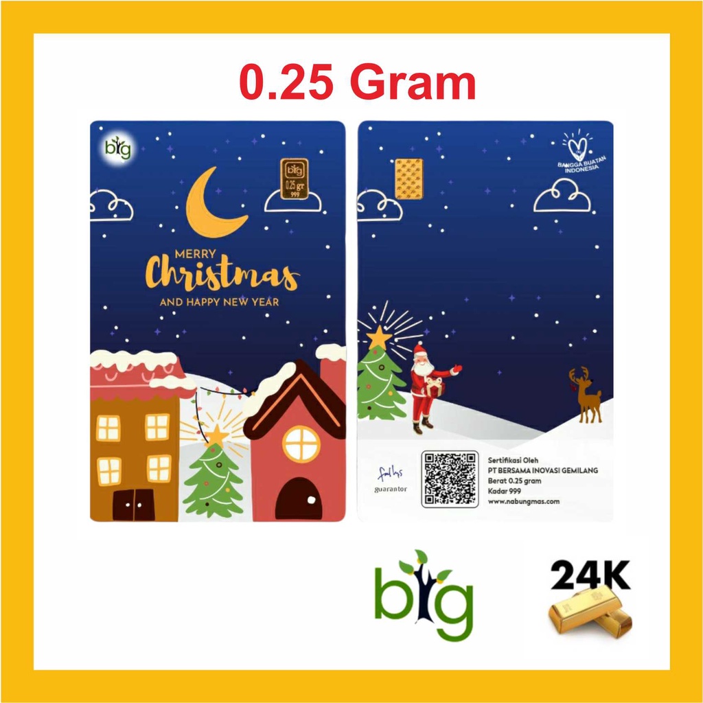 LM Emas Logam Mulia BIG GOLD EMASIN Micro Series 0,25 0.25 Gram Edisi Selamat Natal Merry Chrismas