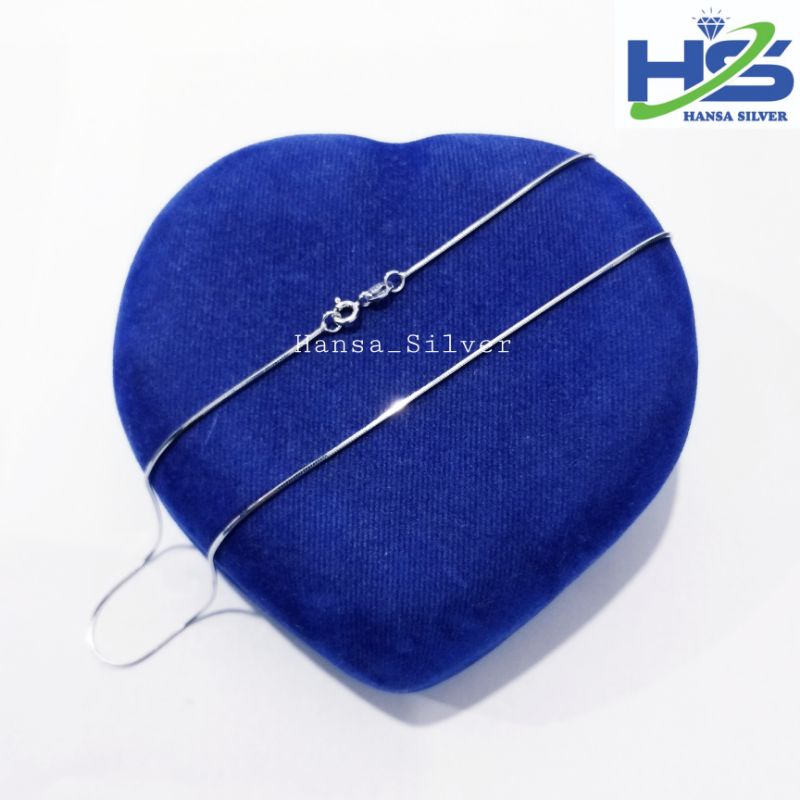 Kalung Perak Silver Asli 925 Lapis Emas Putih Model Cassandra Bulat 45 Cm - Kalung Perak Pria Wanita
