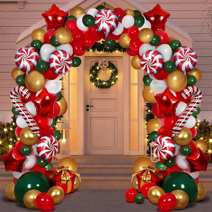 100 PCS BALON LATEX EDISI NATAL WARNA HIJAU GOLD MERAH PUTIH / BALON LATEX