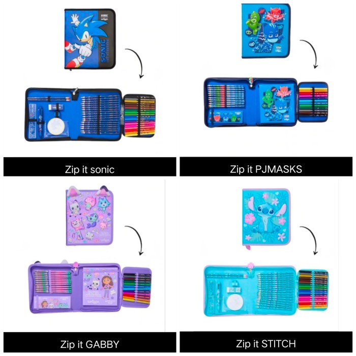 

Smiggle Stationery Sonic Minecraft, Spiderman, Gaby / Pencil Case Set Kode 241